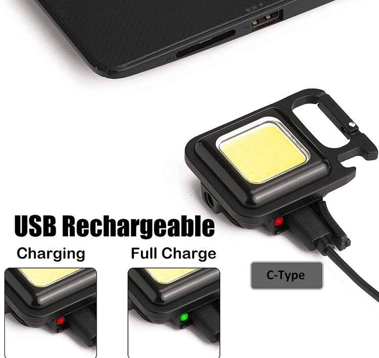 USB rechargeable type-C charging keychain light